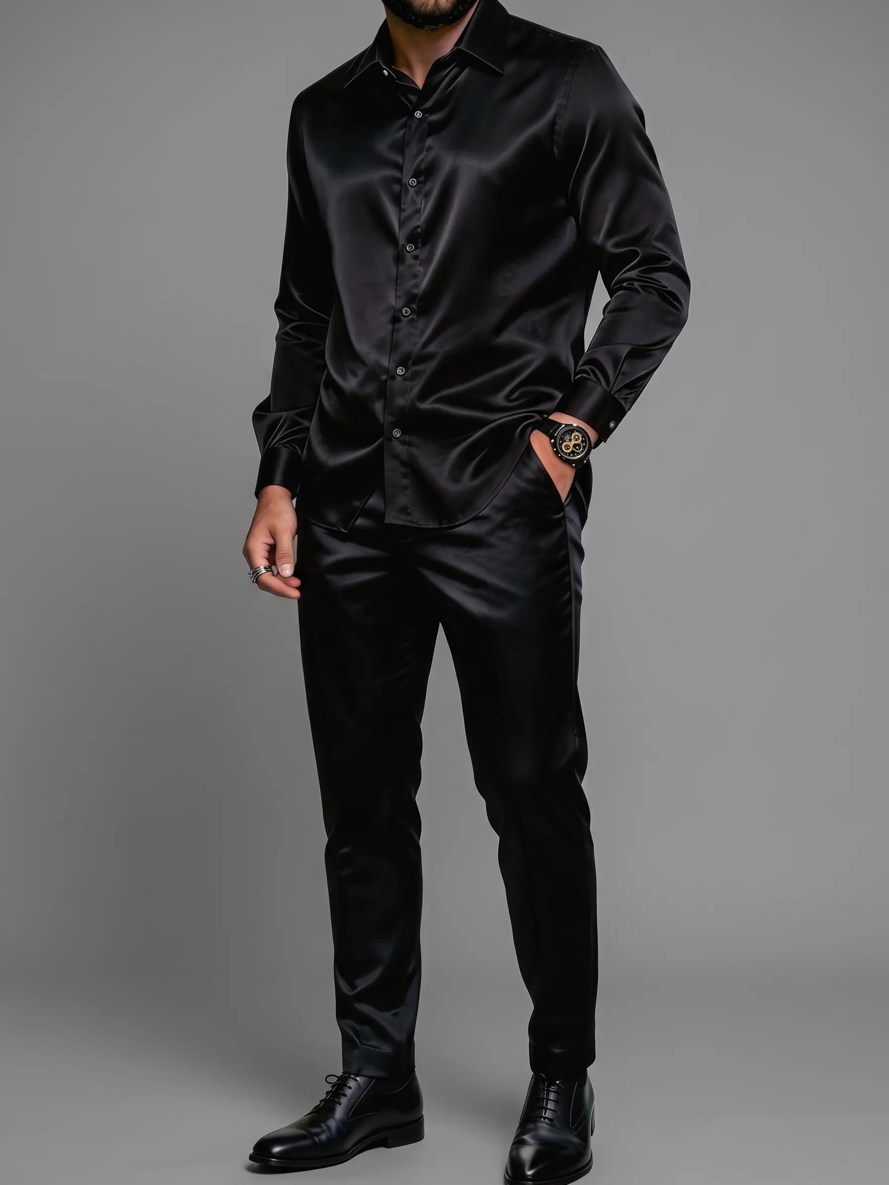 Men's Casual 2-Piece Matching Set, Woven Polyester Long Sleeve Stand Collar Hoodie with Paris Letter Print and Trousers, Menswear, Longsleeves, Clothes