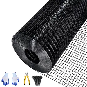 GARVEE Black Hardware Cloth 1/2 Inches 48" x 100 Ft, 19 Gauge Welded Wire Fencing, Wire Mesh Roll with Cutting Plier & Gloves for Garden Fencing, Coop & Pet Enclosures