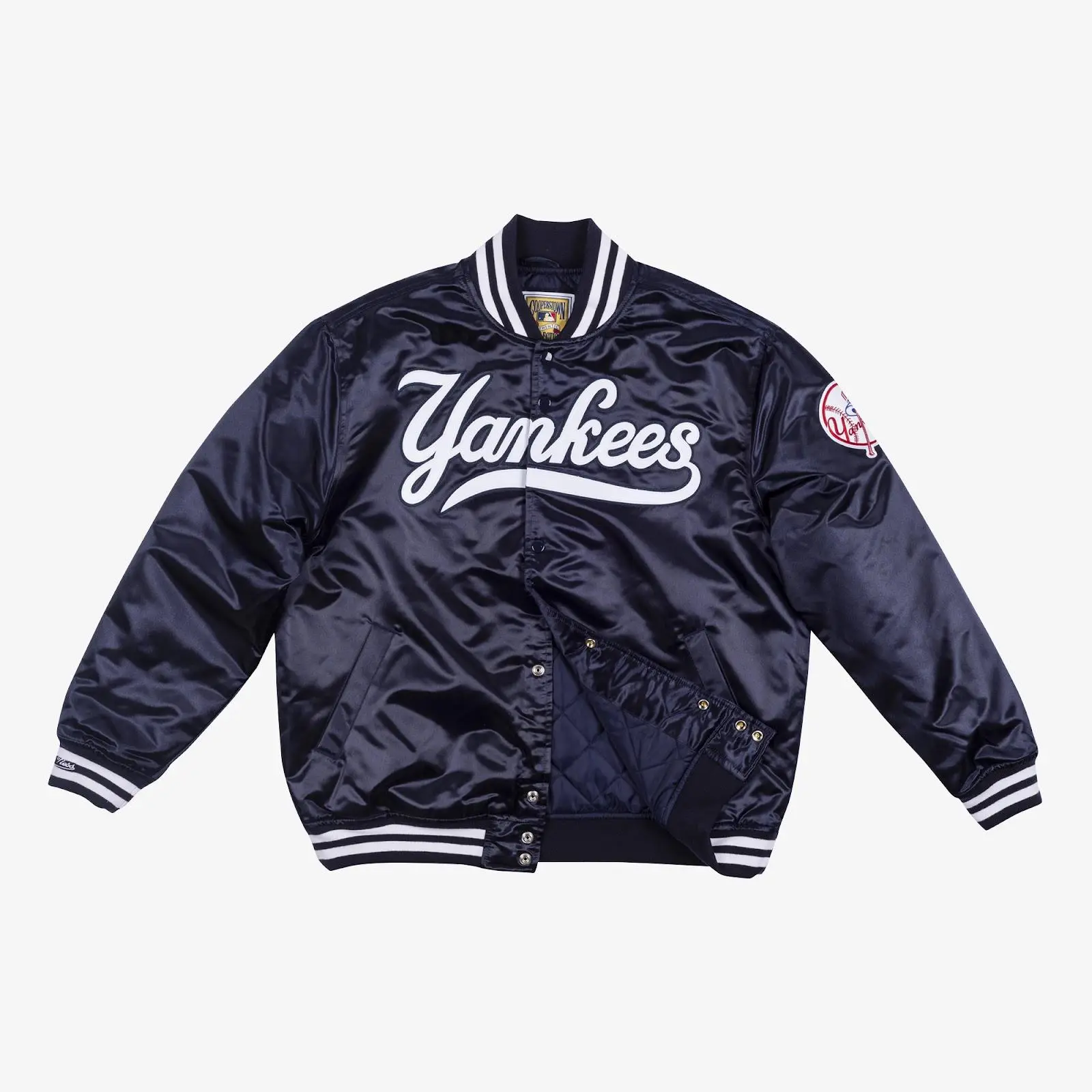 MLB AUTHENTIC SATIN JACKET NEW YORK YANKEES 99 Throwback Outerwear Vintage Fan Gear Mitchell & Ness