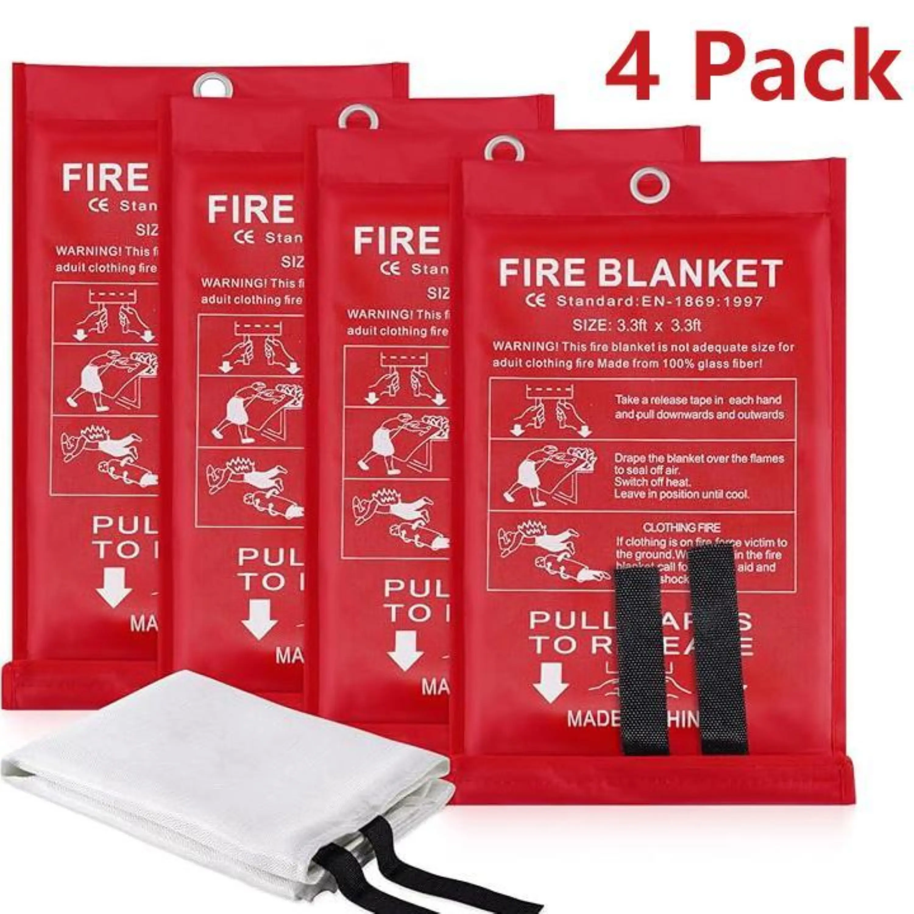 Fiberglass Heat Insulating Fire Resistant Blanket (40"x40" Standard Size, 1pc) - Quick Control, Fireproof Bag Compatible - Ideal for Home Kitchen, Outdoor Camping Cooking, Garage, RV - Home Safety Emergency Kit Essential, 1Pcs