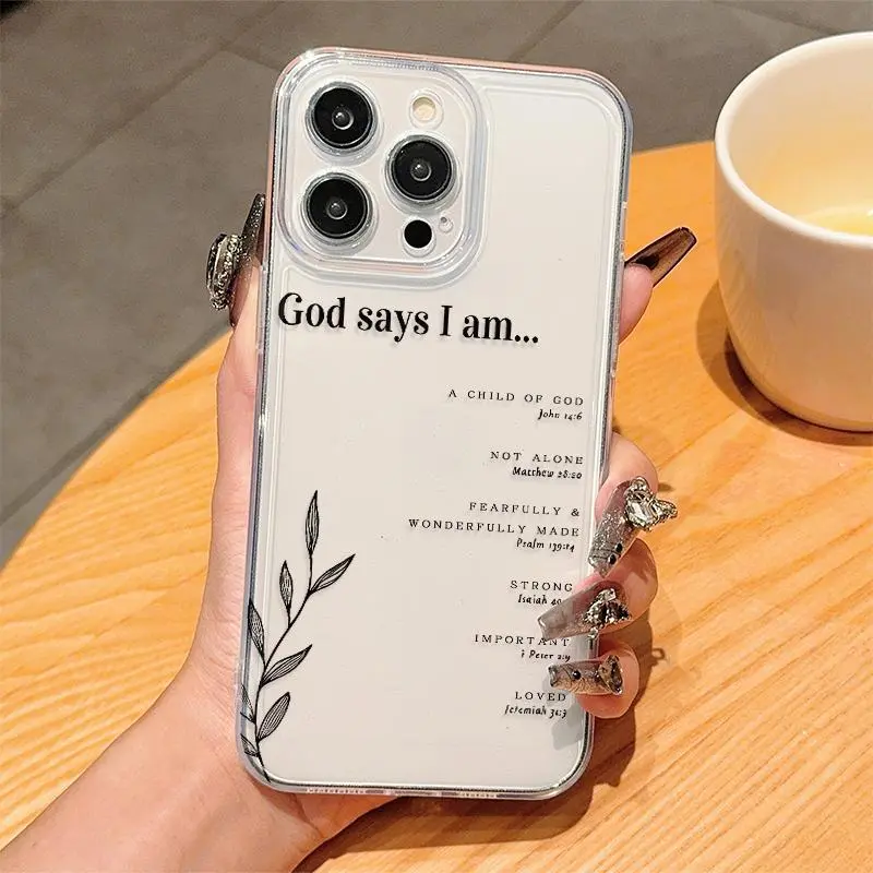 Clear Transparent Phone Case Protector with Bible Verse, Anti-drop Protection Shockproof Phone Protective Cover, Phone Accessory Compatible with iPhone 6 7 8 X XR XS 11 12 13 14 15 Pro Max, Cellphone Casing, Shockproof TPU Cover