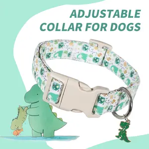 Animal Theme Cartoon Dinosaur Pet Dog Collar, Durable Breathable, Adjustable with Quick Release Buckle, Ideal Gift for Dogs