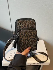 Trendy Cheetah Print Crossbody Bag with Wallet Function and Headphone Port Versatile Women's Shoulder Bag for Casual Outfits and Sports