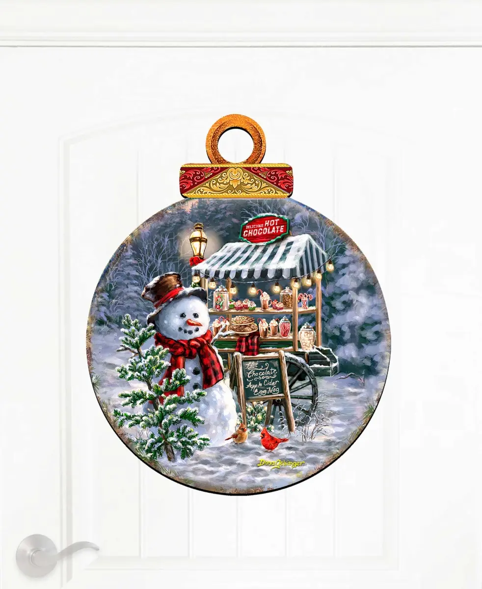 Designocracy 8611087H-DG Artistic Colorful Wooden Christmas Hot Chocolate Stand (24x18 in.), Wall-Window-Door Christmas Decorations, Thoughtful Festive Holiday Gift