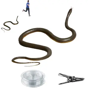 Fake Snake, Snake Prank with String and Clip, Realistic Rubber Snake, Realistic Snake Prank for Playing Jokes Prank Stuff for Halloween Party Favor