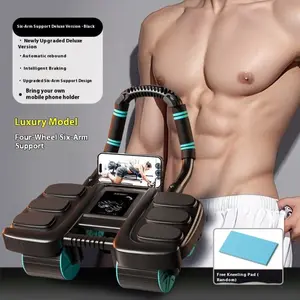 Unisex Home Ab Training Wheel - 4-Wheel Smooth Rolling, Automatic Rebound, Elbow Support, Sports & Outdoor Fitness Equipment