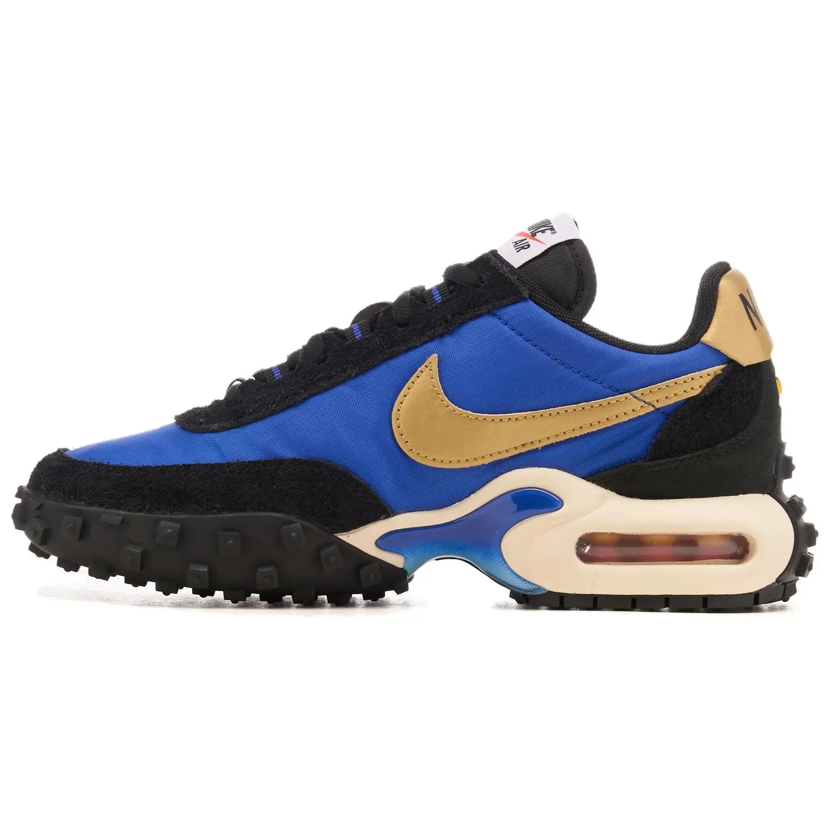 Nike Air Max Waffle Racer SP Retro Running Shoe, Hyper Blue-Metallic Gold Sports Footwear Sneaker, Unisex, Iconic Waffle Sole, 6-10.5 Us Men's