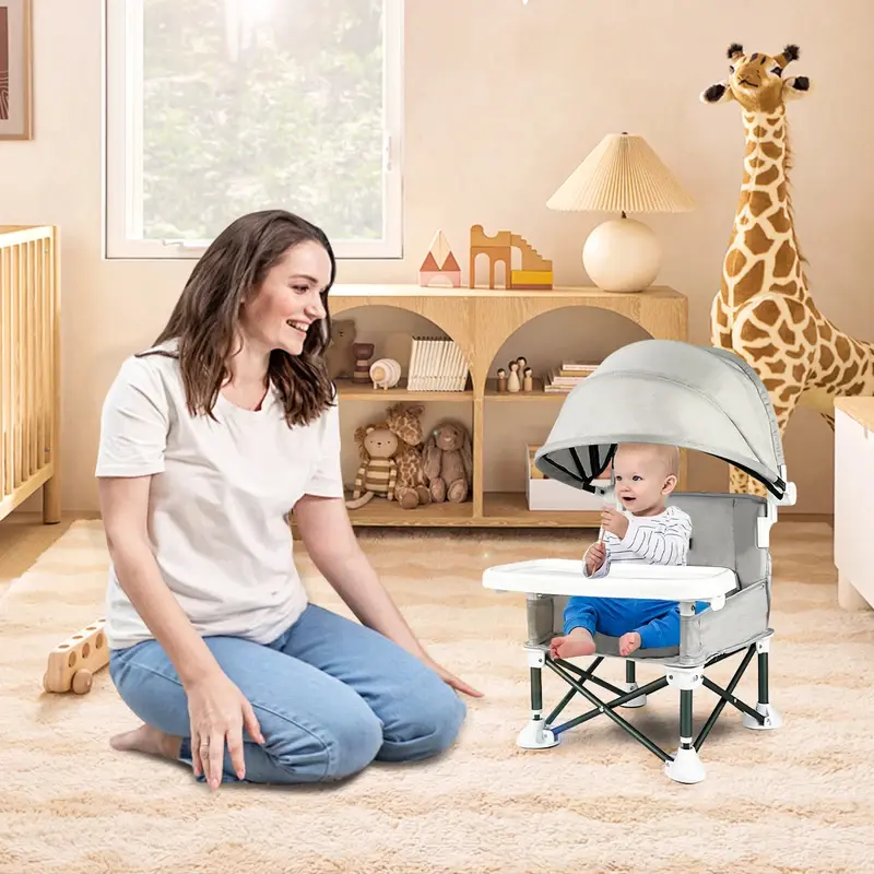 An Portable children's dining , foldable outdoor camping  with seat belt, increasing seat height  Changing Table Adjustable Convertible High  Inflatable Floor  with Air Pump Sloth   with Snack Tray baby auto swing chair Crib with Support Base, Infant-Safe