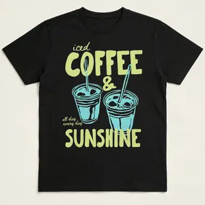 Iced Coffee and Sunshine Shirt, Iced Coffee TShirt, Coffee Lover Gift, Summer Graphic Tee, Summer Vibes Shirt, Coffee Shirt
