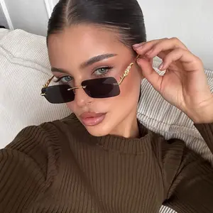 Statement Rimless Gradient Sunglasses - Sleek Metal Frame with Ornate 3D Panther Sculpted Temples, UV400 Protection Shades Perfect for Old Money Luxury and Bold Red Carpet-Worthy Fashion Slays