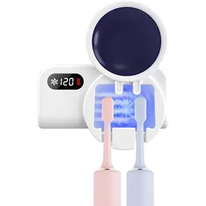 UV Sanitizer  Case,Portable Mini  Holder with Fan Drying Function, 99.9% of Germs,Fits All Toothbrushes for Electric and Manual,Safety Feature for Home and Travel