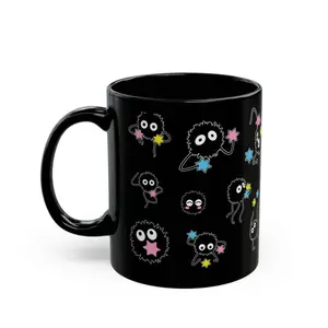 Soot Sprite Studio Ghibli Susuwatari Ceramic Mug 11oz 15oz, Spirited Away Kamaji Totoro Kawaii Mug Anime Mug, Cute Coffee Drinkware