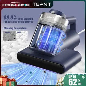 【Teant】 Mattress Vacuum Cleaner for Dust Mites Removal, Bed Vacuum with UV-C Light & 149°F Hot Air & Aroma Tablet & LED Display, 16Kpa Powerful Suction Double-Cup Handheld Vacuum Cleaner With HEPA Filter for Bed, Couch, Sofa, Carpet Deep Cleaning Machine