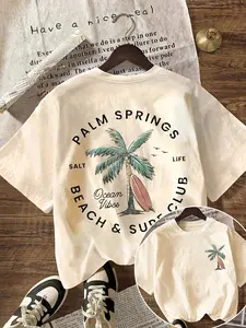 Women's T-Shirt with Coconut Tree Print, Loose-Fitting and Breathable Milk Silk Fabric for Casual Beach Summer Wear, Soft and Stylish Short Sleeve Top
