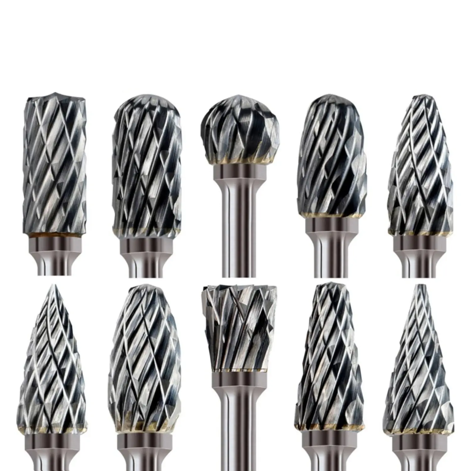10Pack Tungsten Carbide Rotary Burr Set for Dremel, Double Cut Carving Burr Bits with 1/8" Shank - Power Tool Accessories for Carving Wood, Metal/Marble - Tools & Hardware, Engraving Tool