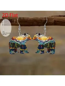 Fashionable Colorful Bear Acrylic Earrings Dangling Earrings Earrings Dangle | Suitable for daily wear and gift giving occasions
