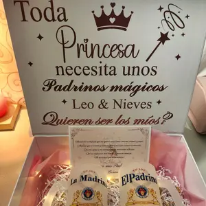 First comunion godparents proposal gift box with a set of two glasses 16oz and a Card