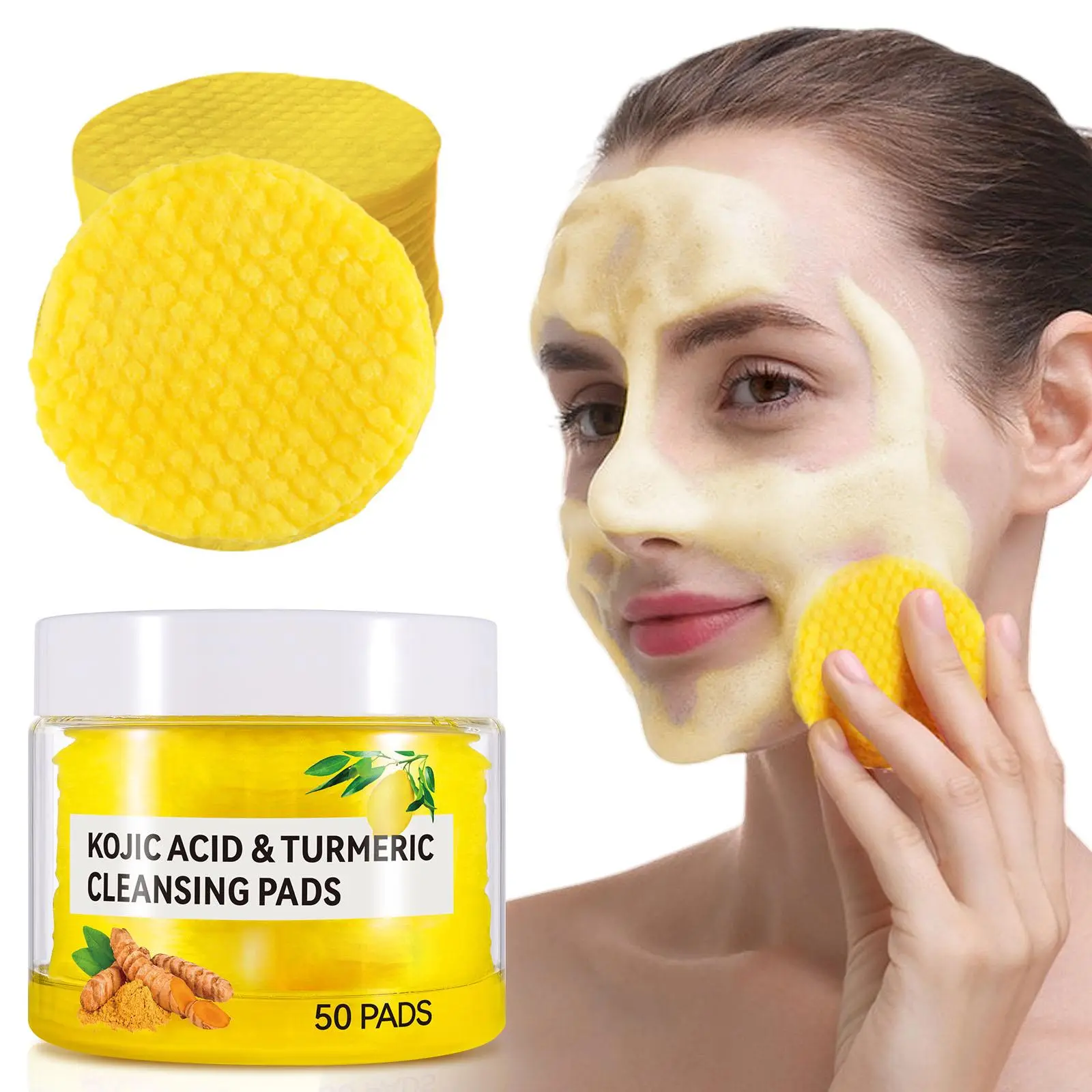 Yecuce Exfoliating Face Wipes with Turmeric, Kojic Acid, Niacinamide & Chamomile - Clarifying Toner for Troubled Skin, Alcohol-Free Self Care (2 Pack, 100 Count), Leakproof, Treatment, Travel, Smooth Skin Routine campingessentials, Adults, Skin Detox