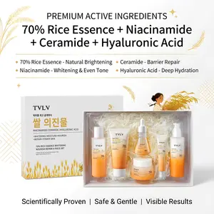 Tvlv 70% Rice Essence Whitening Nourish Repair 6-Piece Skincare Set, Niacinamide, Ceramide, Hyaluronic Acid, Natural Brightening, Deep Hydration