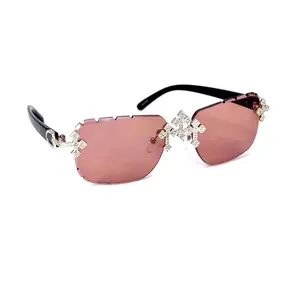 Gold Brown Triple Cross ICED-OUT Sunglasses – Brown Statement Shades, Gold Bridge