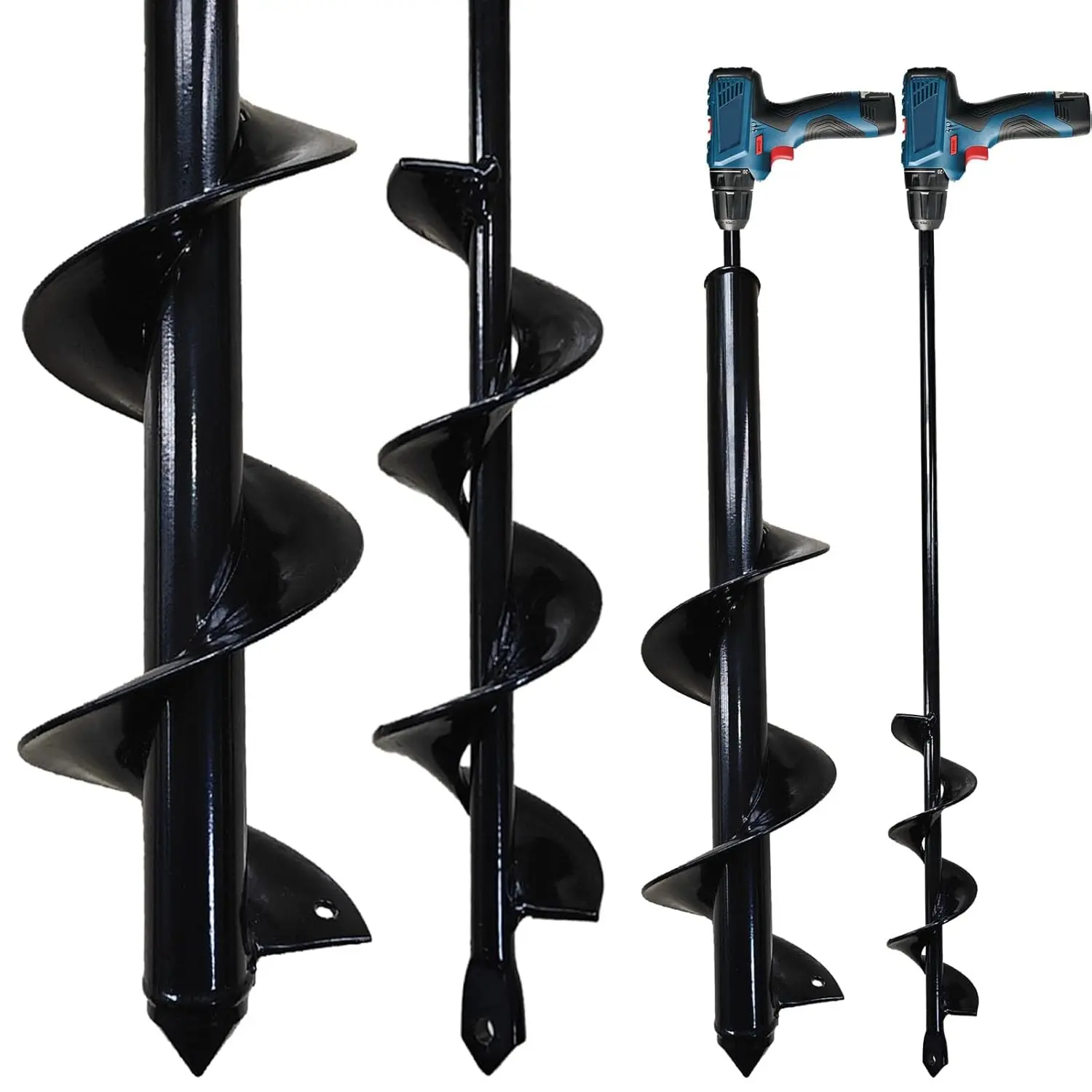 Garden Planting Auger Drill Bits, 3.5" x 16" and 1.6" x 16.8" Garden Auger Hole Drill and Bulb Planting Tool, Garden Ground Drill Bit for 3/8" Hex Drive Drill
