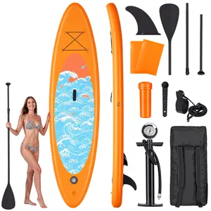 Inflatable Paddle Board 10ft Surf Orange Stand Up Paddle Board Full SUP Accessories 6in Thick 330 lbs Capacity for All Skill Levels