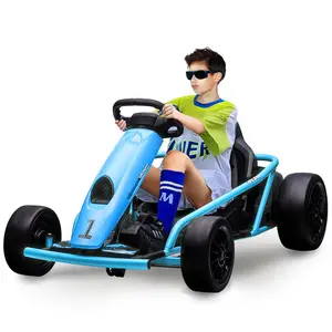 GARVEE Electric Drift Go Kart, 24V Ride-On Toy Car for Ages 8-12 with Dual 300W Motors, 8MPH Speed, Music, Slow Start, Seatbelt, 180Lbs Capacity, Blue Outdoor Racing Kart