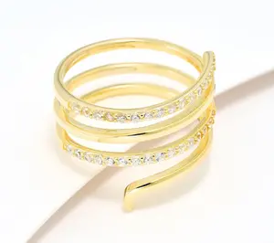 Diamonique 4 Row Band Ring, Sterling Silver