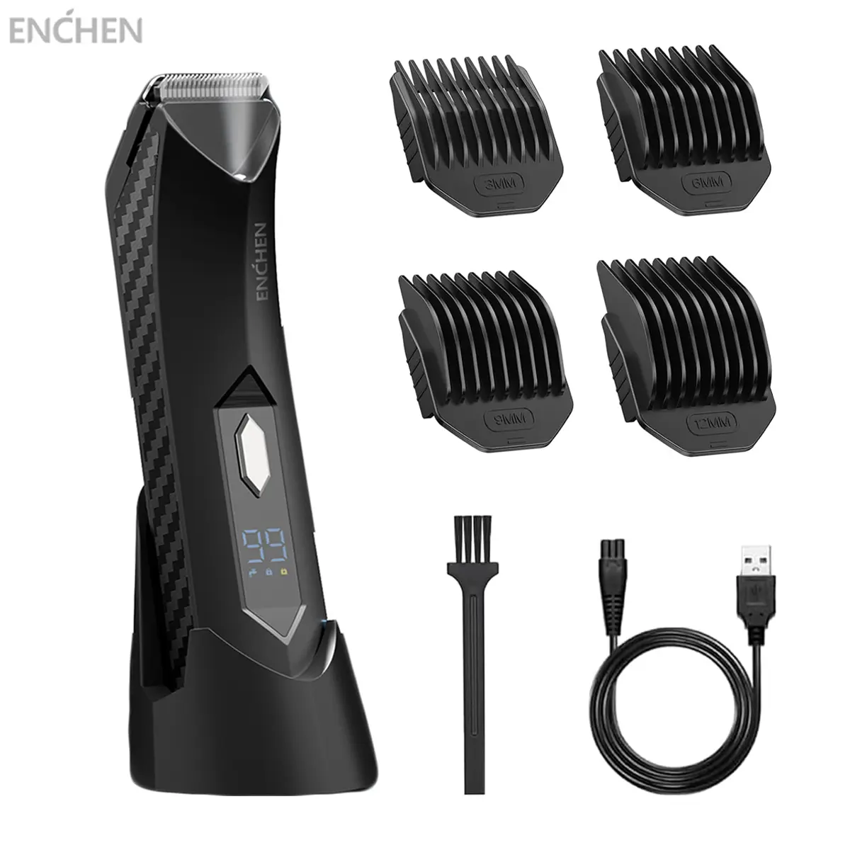 4 in 1 Electric Body Hair Trimmer, Body and Groin Hair Trimmer, Ball Trimmer for Men - Replaceable Ceramic Blade Heads,USB Recharge, For Painless Trimming of Pubic Hair, Face, Underarms and Legs, IPX7 Waterproof