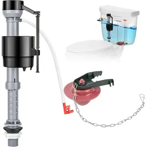 Universal Toilet Flusher Replacement Kit Toilet Fill Valve and 2-Inch Flapper Repair Kit Inside Tank Adjustable Quiet and Easy to Install 1-Pack