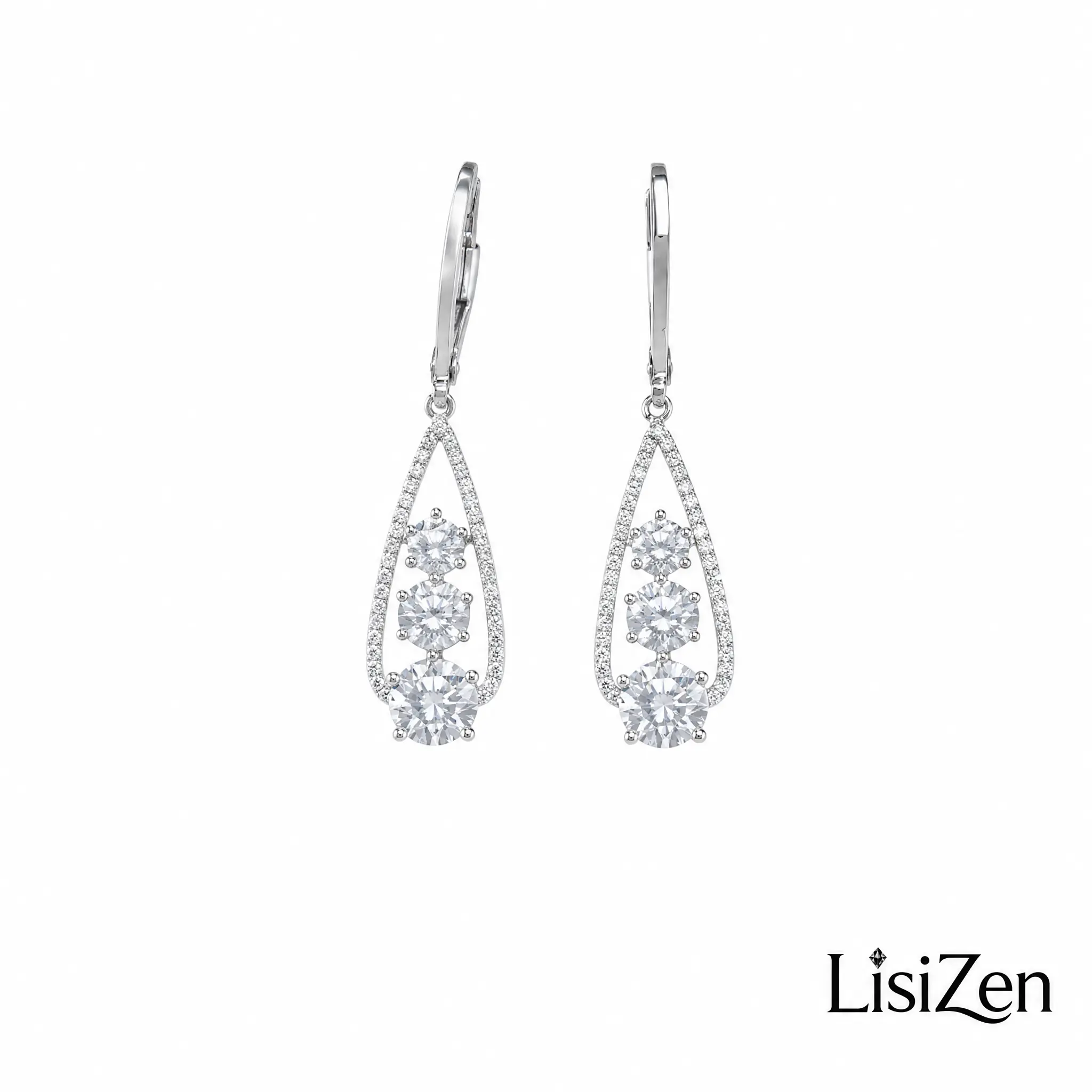 LisiZen Gold Plated Sparkly Rhinestone Water Drop Earrings, Geometric Long Drop Jewelry for Women DZEH6158