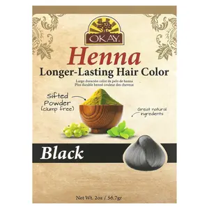 Okay Pure Naturals Henna, Longer-Lasting Hair Color, Black , 2 oz (56.7 g)