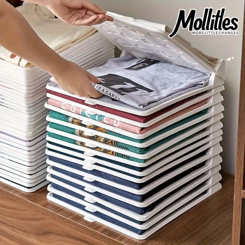 20pcs Stackable Portable Plastic Clothes Folders, Space-Saving Compact Storage for Wardrobe, Closet, Home Organization, Organizing Tools, Neutral Colored Organizers, Plastic Foldable Organizers