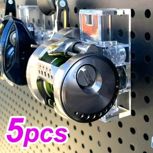 5 Sets Lure Wall Mount Spool Wheel, Baitcasting Round Fly Raft Wheel, Fishing Reel Holder Stand, Rack Shelf, Hole Board Storage, Collecting