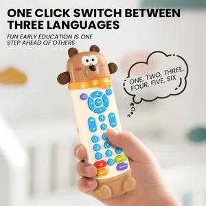 Baby Learning Remote Control Toy - Realistic TV Remote with English Words, Music & Light, Sensory Toddler Educational Toys for 6-18 Months, Develops Fine Motor Skills (Batteries Not Included)