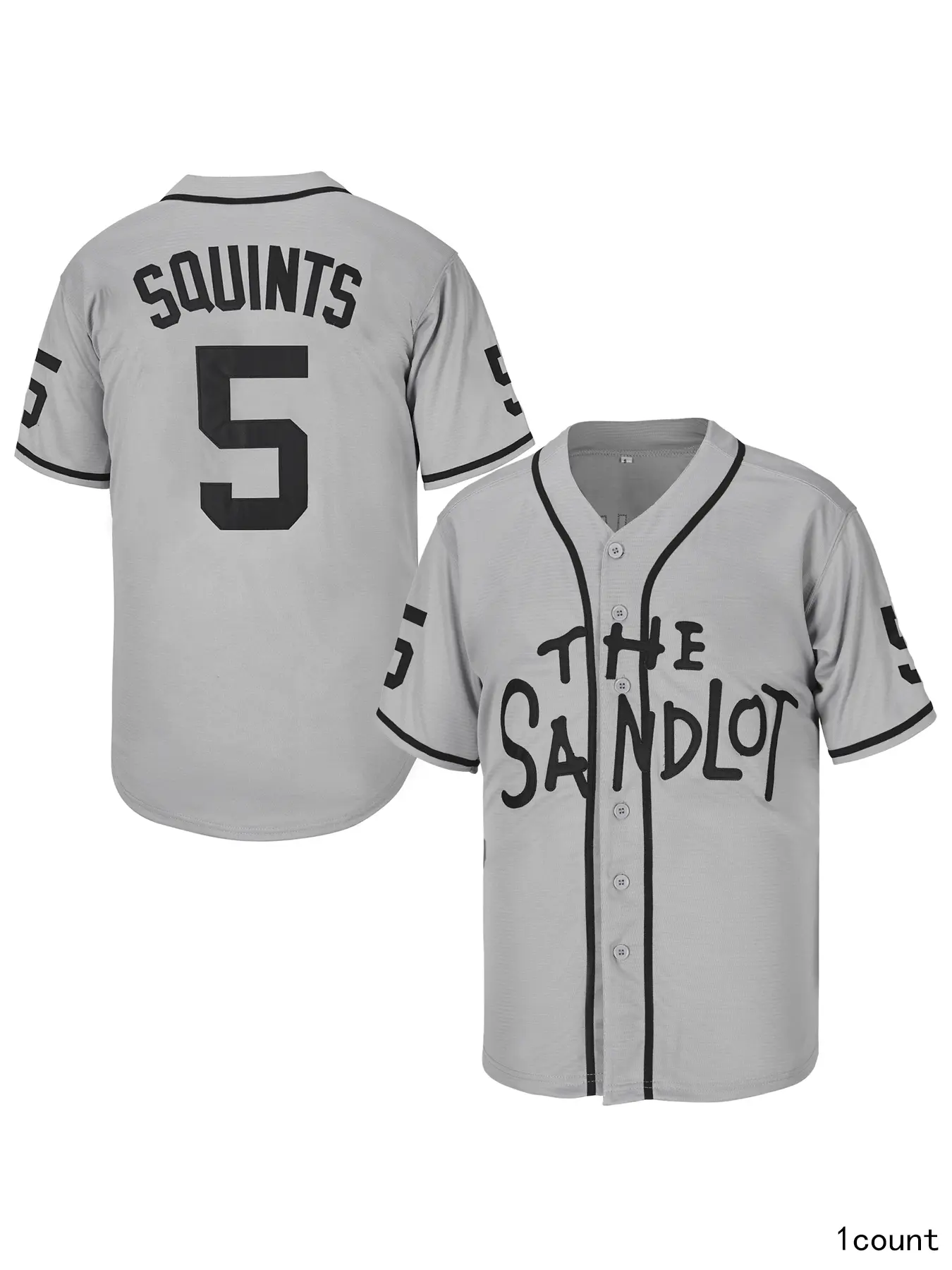 Men's Baseball Jersey, Squints #5 Movie-Inspired Embroidered V-Neck Top, Breathable Quick Dry Sportswear, Sizes S-XXL, Outfit Variant, Mens Jersey Style, Cool All‑Day Wear