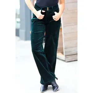 Embrace The Joy Emerald Green Corduroy High Rise Wide Leg Pants