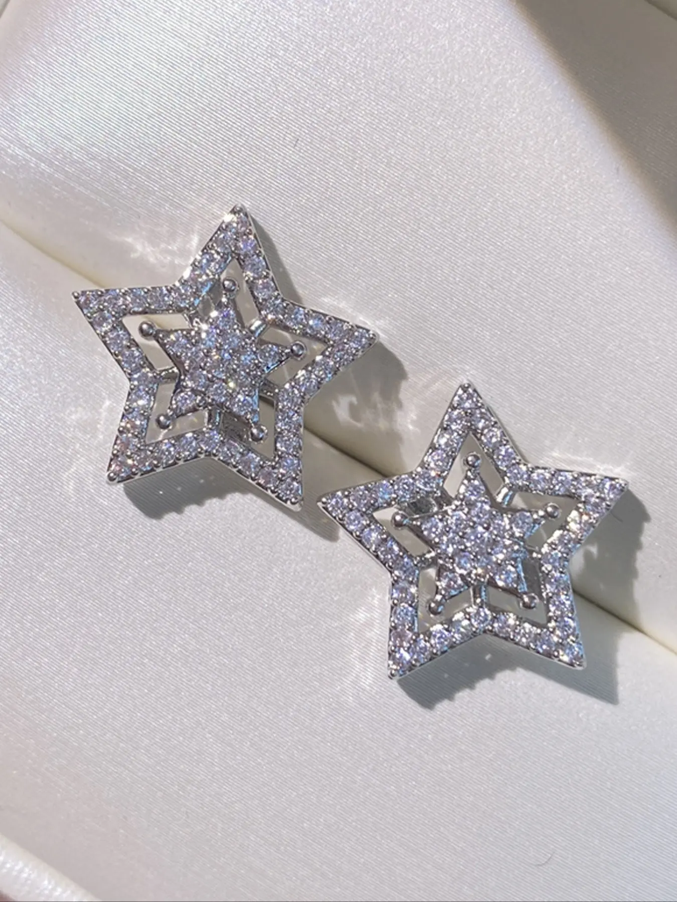 Star Design Rhinestone Decorated Bling Stud Earrings, Fashionable Jewelry for Women & Men, Trendy All-match & Exquisite Jewelry for Birthday Gift, Trendy Jewellery Accessories, Statement Earrings, Earrings Studs