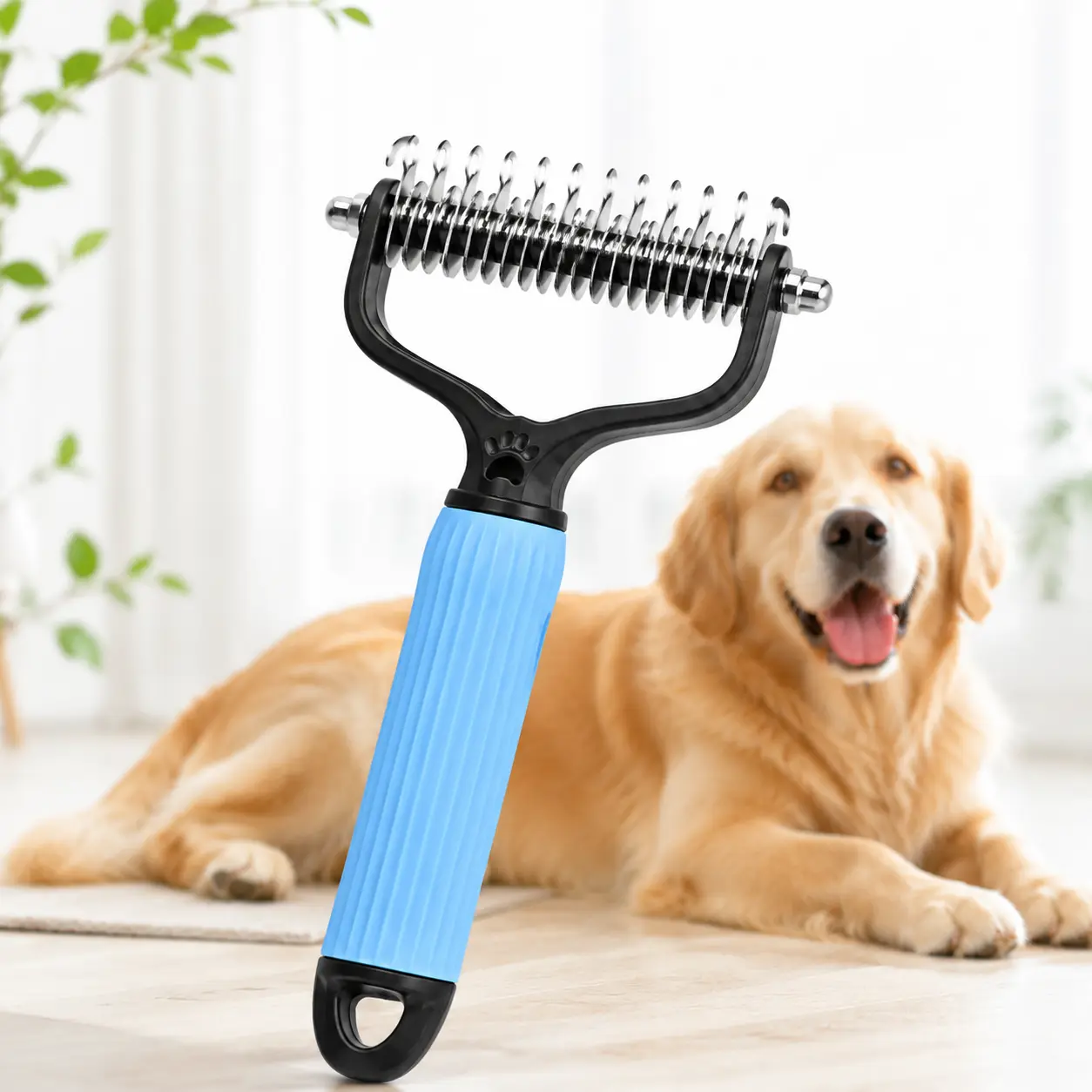 Pet Grooming Tool, Universal Detangling Comb for Dogs, Stainless Steel Double-Sided Deshedding Brush for Loose Hair Removal, Undercoat Rake for Matted Fur & Tangled Hair, Gentle Coat Care Tool for Dogs & Cats
