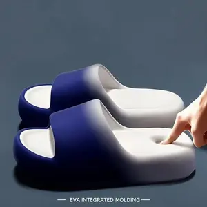 Gradient Thick Sole Slippers - Unisex Indoor Outdoor Slides, Women Men Fashion Casual Beach Sandals, Soft EVA Footwear Blue