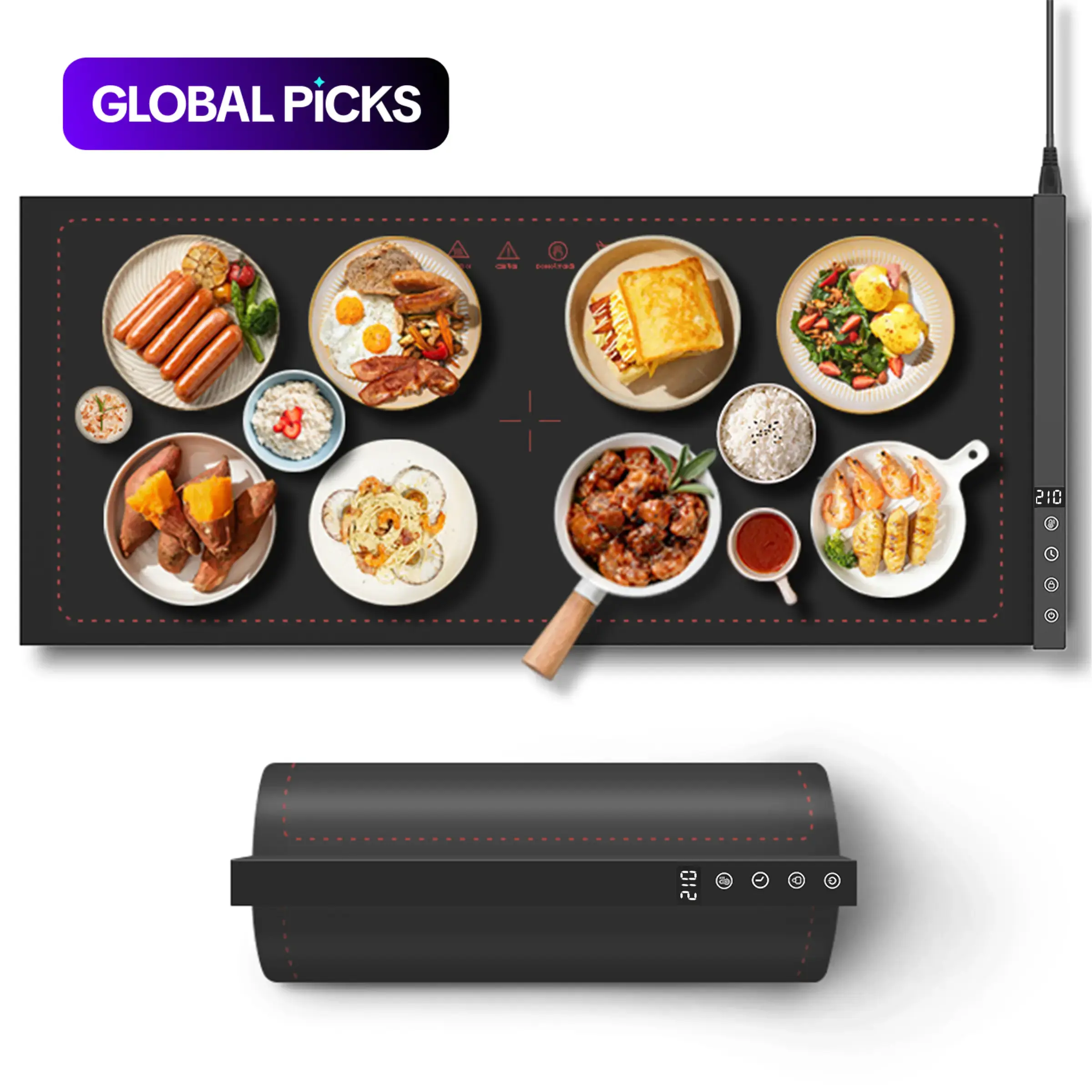 1 Pack Upgraded Silicone Electric Heating Tray Appliance, Foldable Food Warmer Pad with Adjustable Temperature & Timer, Ideal for Parties & Home Gatherings #GLOBAL PICKS
