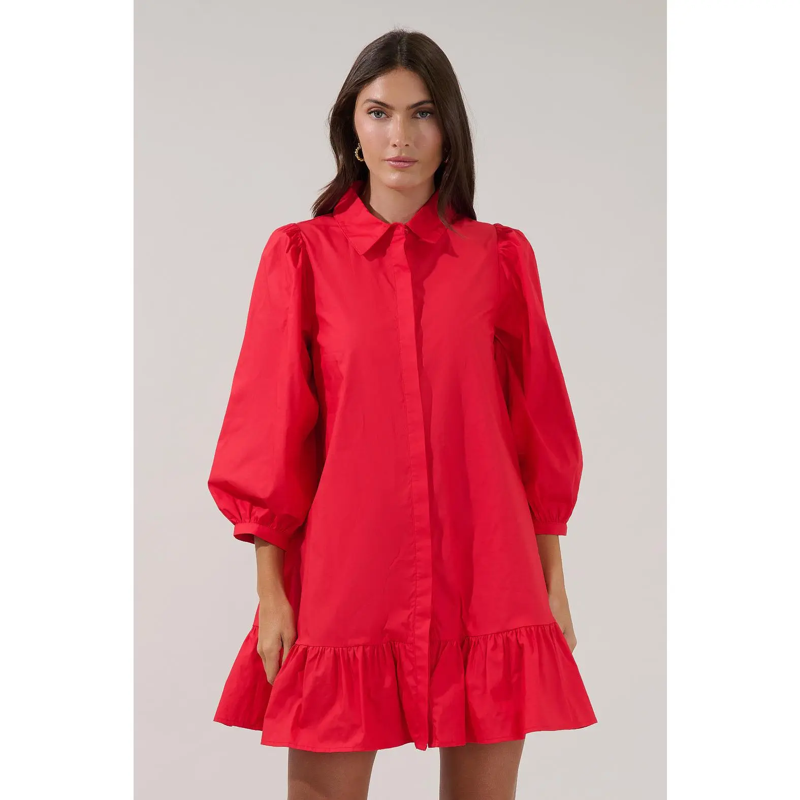 Maude Button Down Long Sleeve Shift Dress
