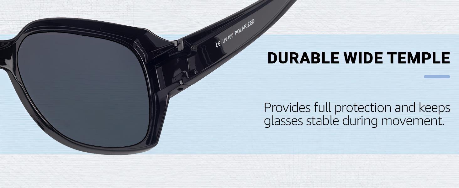 Oversized Square Fit-Over Sunglasses for Women, Polarized Polycarbonate Lenses with UV400 Protection, Plastic PC Frame for Driving, Womens Sunglasses, Accessories For Women, Full Rim