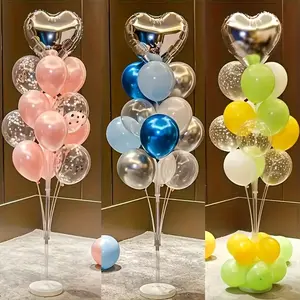 Balloon Stand Set with Water-Filled Base, Reusable Ground Balloon Columns for Weddings, Birthdays, Graduations, Durable Plastic Structure, Easy to Assemble Party Decorations, Balloon Party Supplies