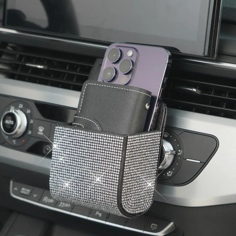 Rhinestone Car Air Outlet Storage Box, Car Interior Decorative Storage Box, Creative Exquisite Car Storage Box