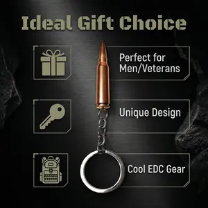 Tactical Military Bullet Keychain - Metal Bullet Key Ring for Car, Backpack & Decor, Cool Army Gift