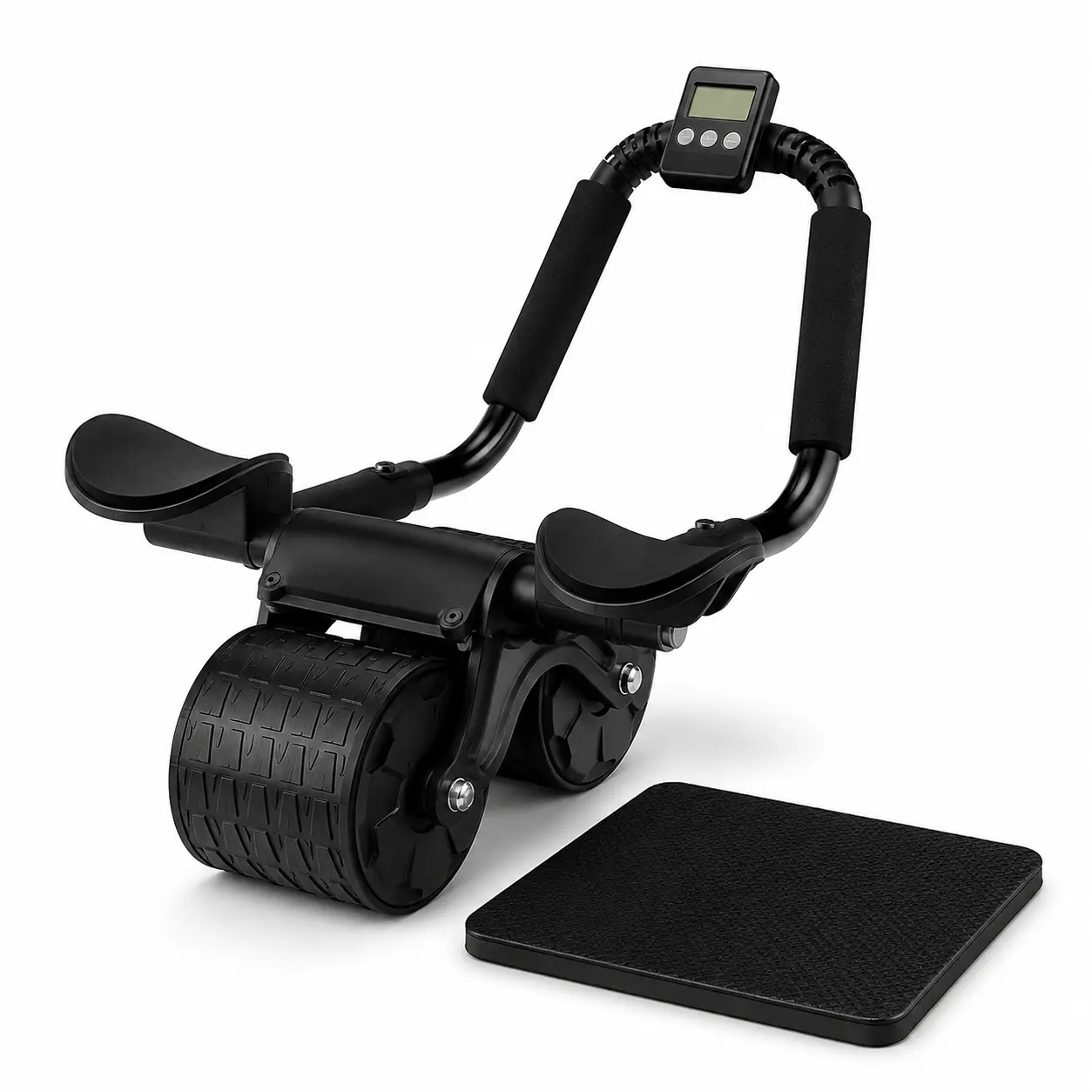 Ab Roller Wheel with Elbow Support Rebound, Ab Workout Equipment Including Knee Mat & Timer for Men & Women