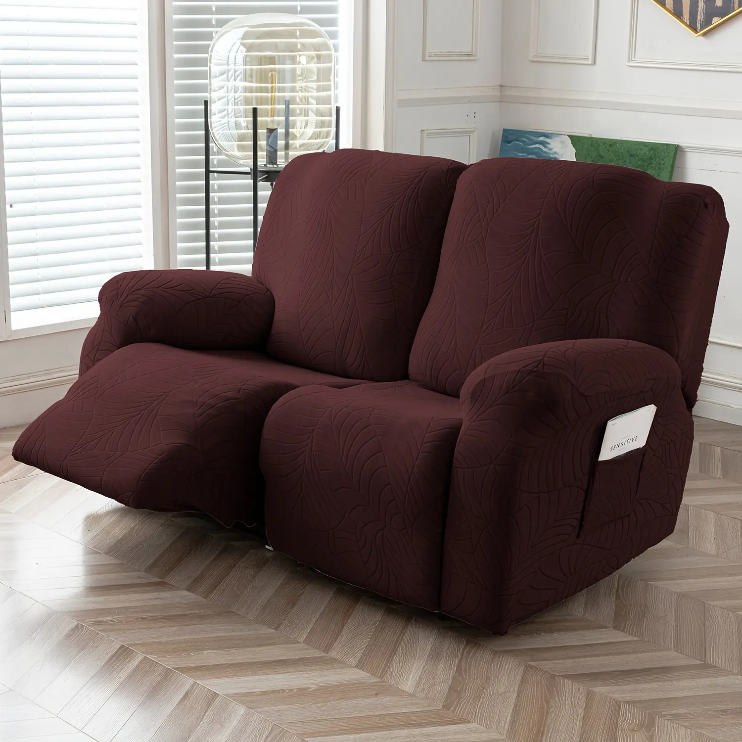 2-Seater Stretch Jacquard Loveseat Recliner Slipcover - Polyester Blend Sofa Couch Protector, Removable Washable Decorative Covers for Recliners with Pocket #TikTokShopBlackFriday