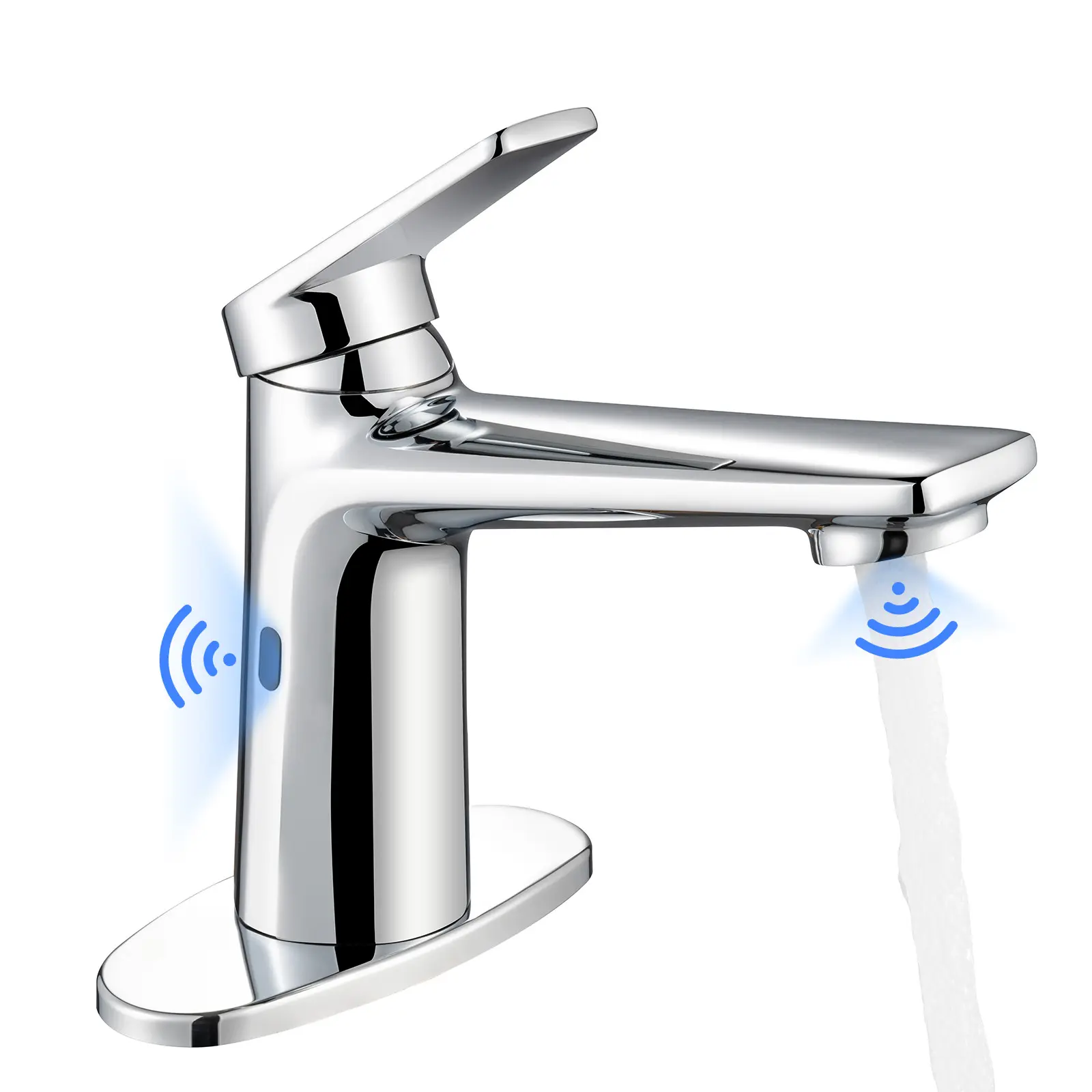 Goesmo Touchless Bathroom Faucet, Automatic Sensor Faucet for 1 or 3 Holes, Adjustable Temp & Flow, Brushed Nickel, Model 29100