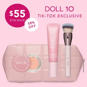 Summer Skin Bundle | Liquid Filter, Smoothing Filter Brush, Luminous Undereye Corrector, and Quilted Pink Makeup Bag